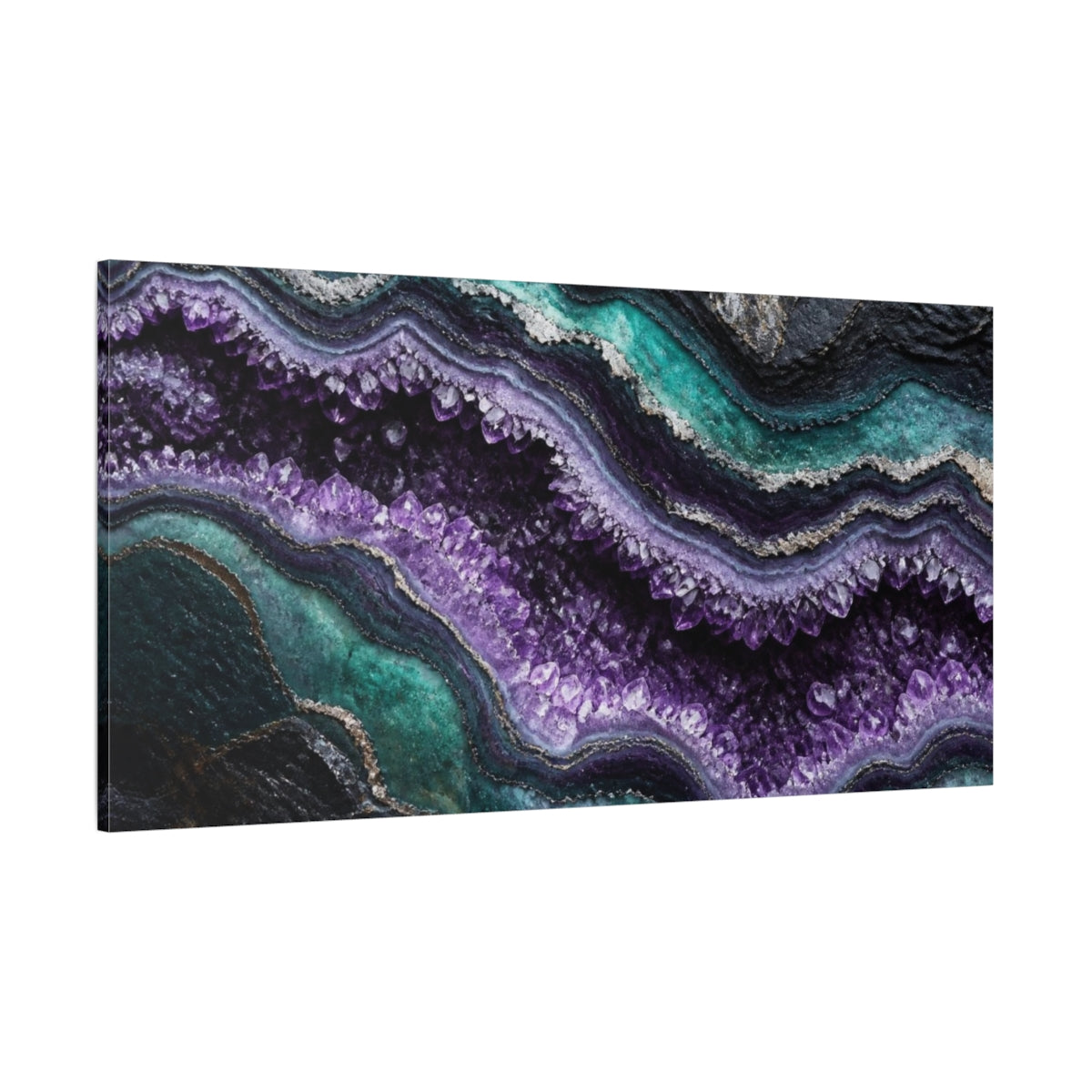 Side Mockup 2. Nature Amethyst Geode shown as canvas print