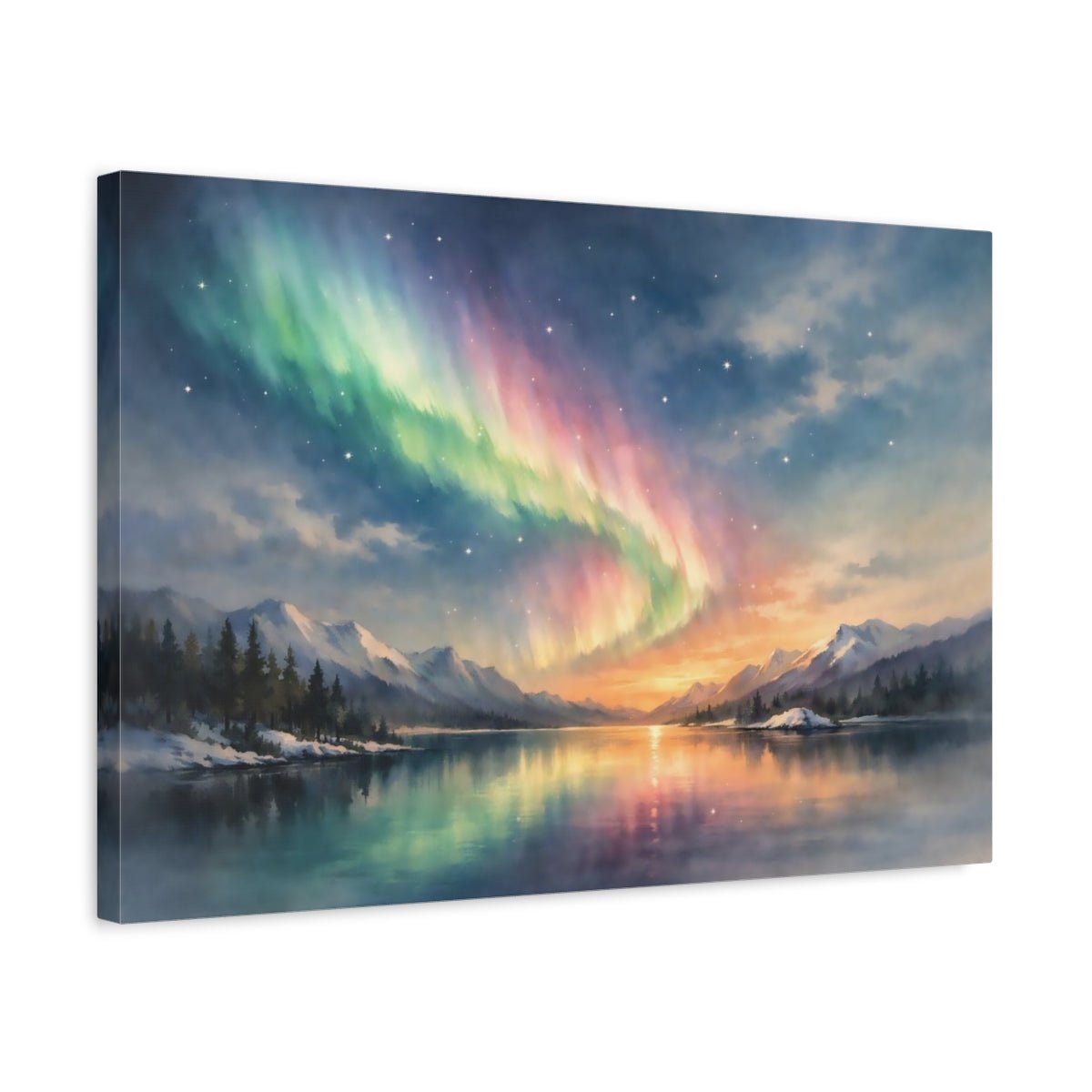 Nature Aurora Borealis Colorful - Canvas Wall Art Print - YesArtYes