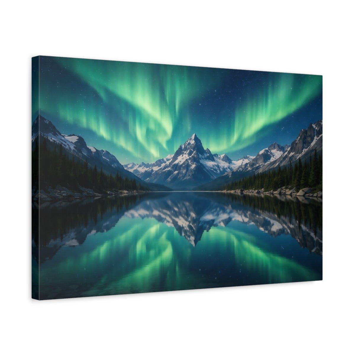 Nature Aurora Borealis Green And Blue - Canvas Wall Art Print - YesArtYes