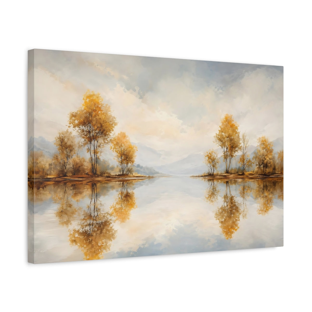 Side Mockup 3. Nature Autumn Trees Golden Autumn Landscape shown as stretched canvas wall art