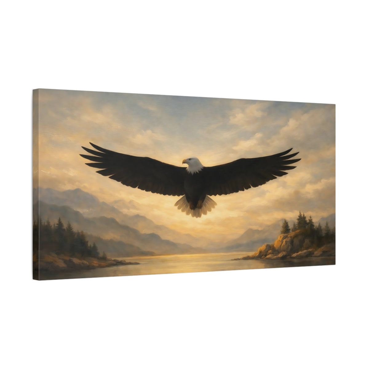 Side Mockup 2. Nature Bald Eagle Golden Eagle Nature shown as stretched canvas wall art