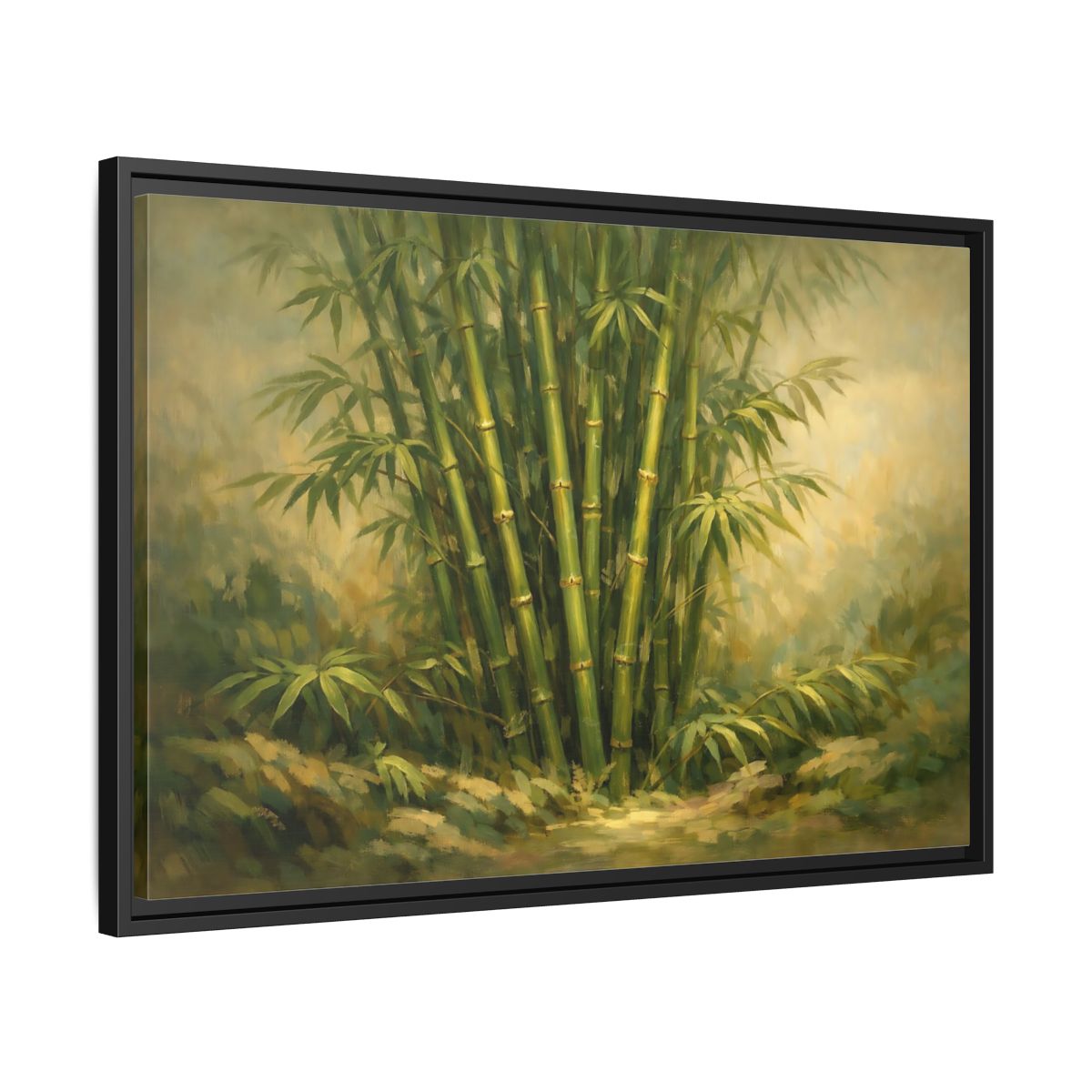 Side Mockup 14. Nature Bamboo Grove Green Bamboo Art shown as stretched canvas wall art