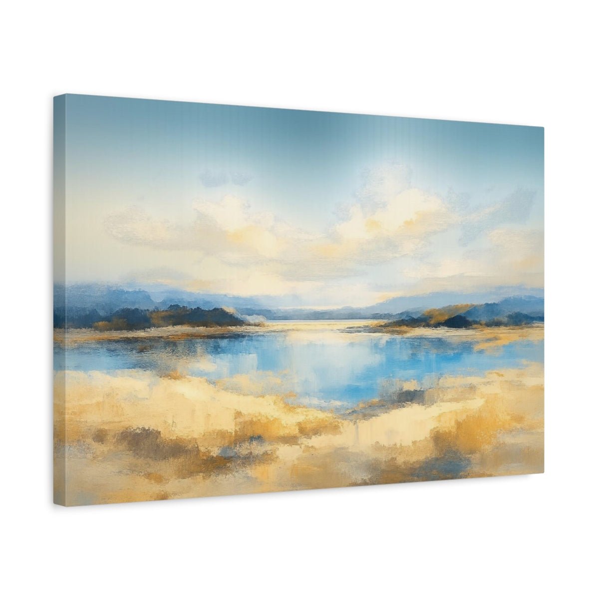 Nature Blue Beige Landscape Modern - Canvas Wall Art Print - YesArtYes