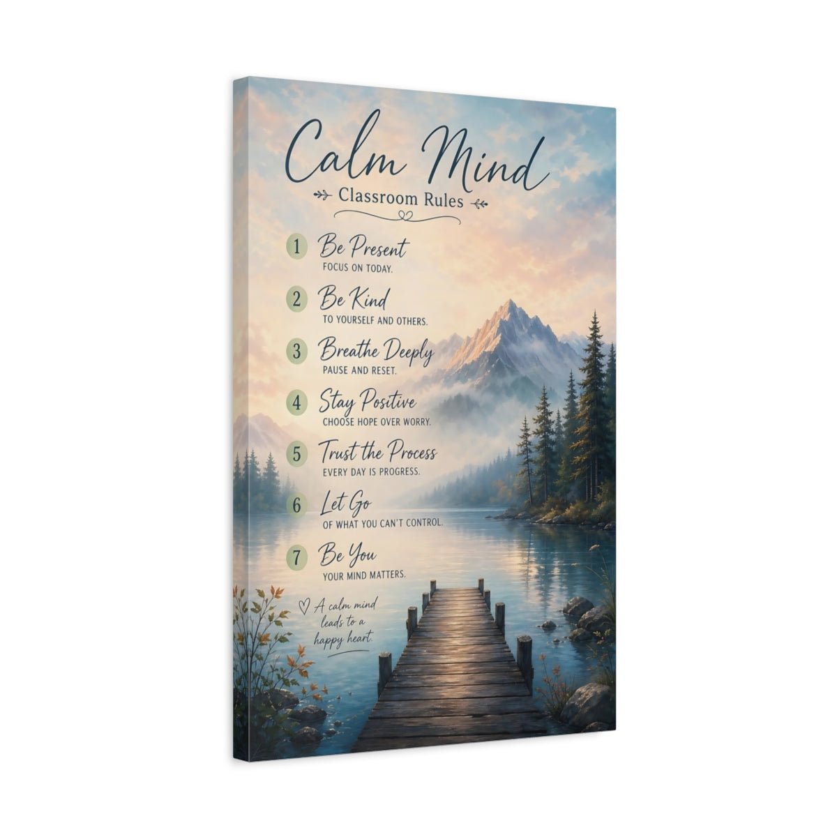 Nature Calm Mind Rules Landscape Canvas Wall Art Print – Classroom Decor, Feature - YesArtYes