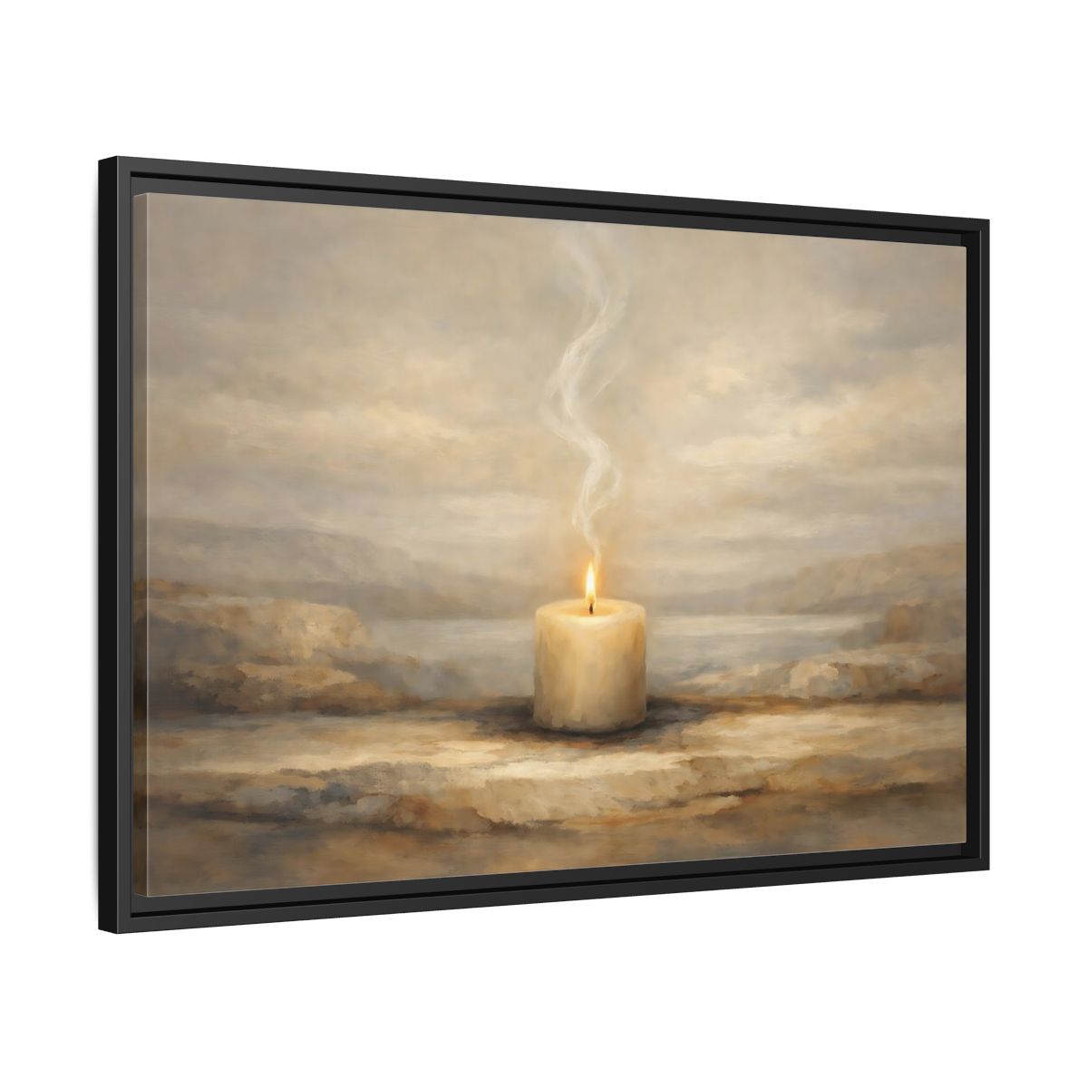 Side Mockup 14. Nature Candle Candle Light shown as stretched canvas wall art