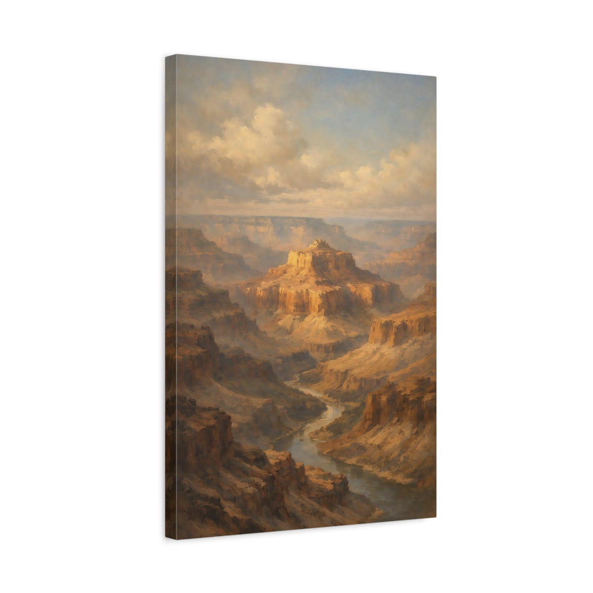 Side Mockup 3. Nature Canyon River Brown Blue Canyon shown as stretched canvas wall art