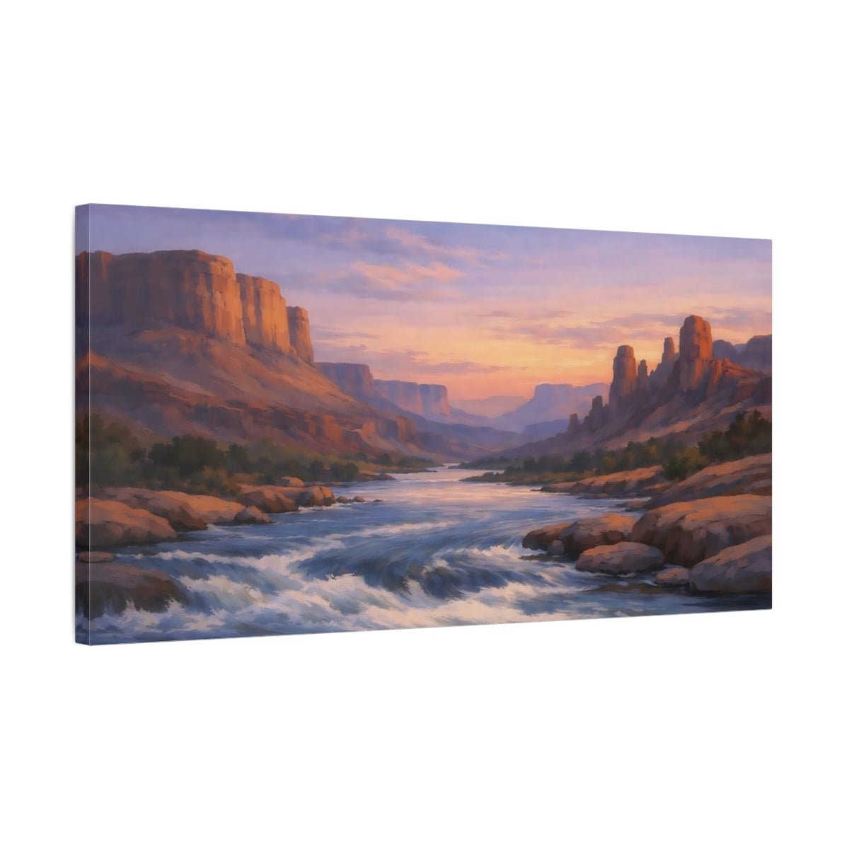 Nature Canyon River Desert Sunset - Canvas Wall Art Print - YesArtYes