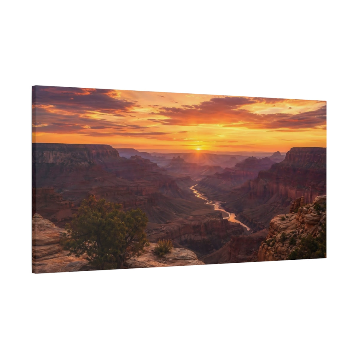 Side Mockup 2. Nature Canyon Vista Canyon Sunset shown as stretched canvas wall art