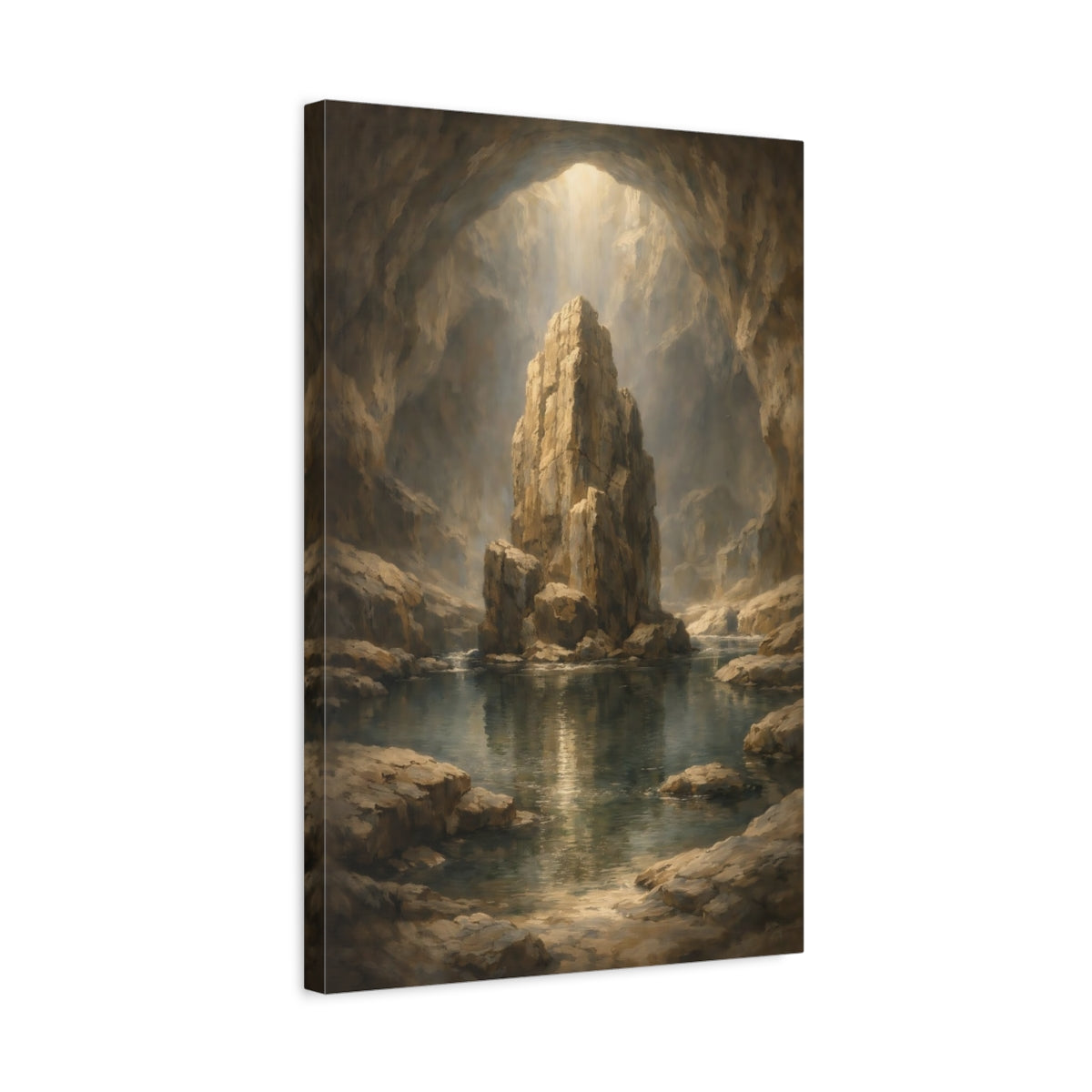 Side Mockup 3. Nature Cave Interior Cave Landscape shown as stretched canvas wall art