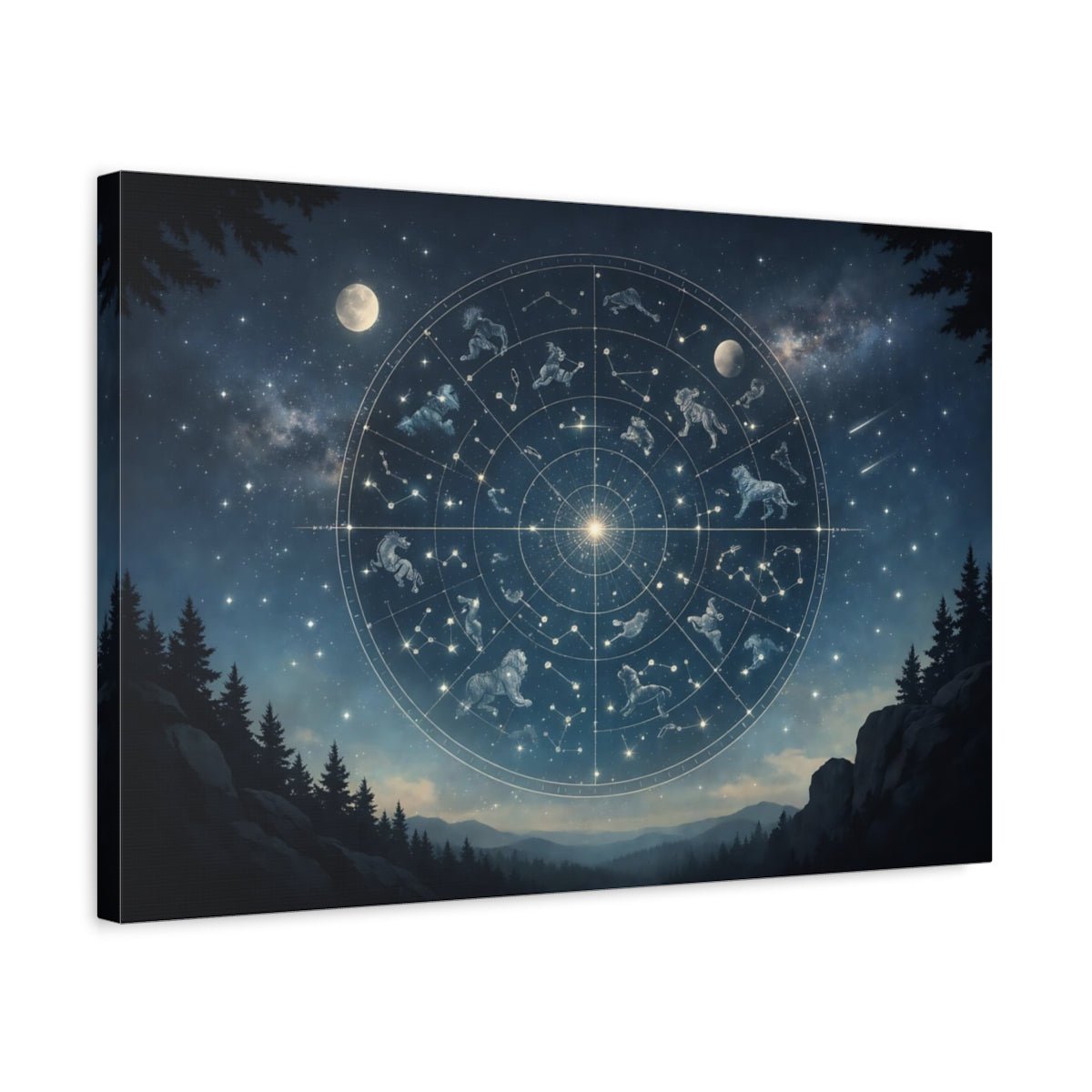 Nature Celestial Chart Blue Night - Canvas Wall Art Print - YesArtYes