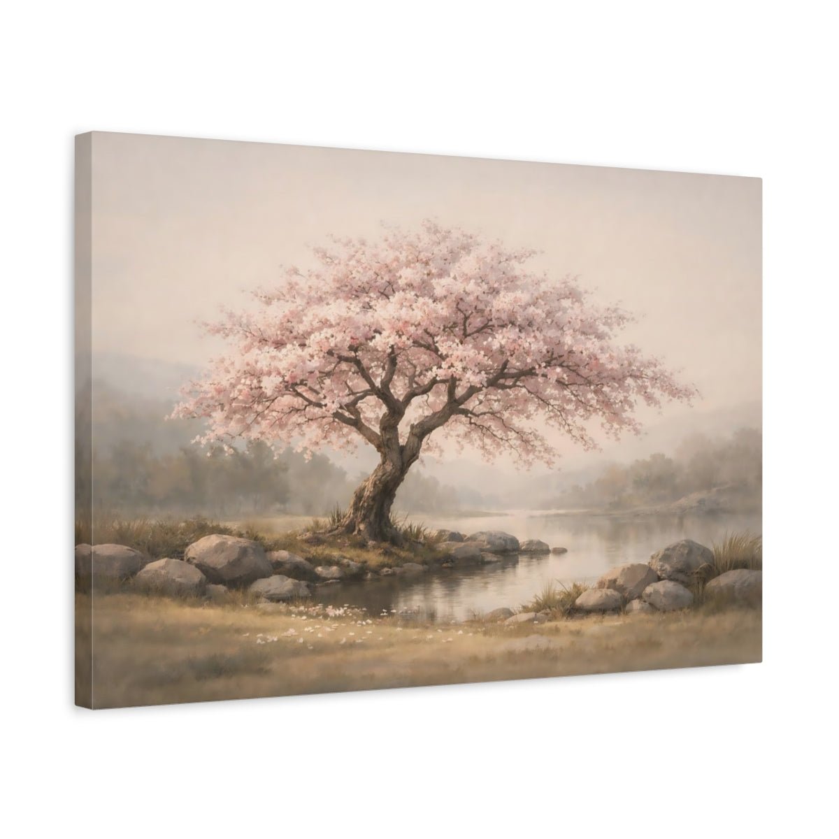 Nature Cherry Blossom Tree Pink - Canvas Wall Art Print - YesArtYes