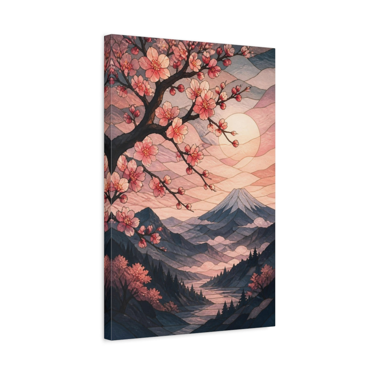 Side Mockup 3. Nature Cherry Blossoms Sakura shown as canvas print