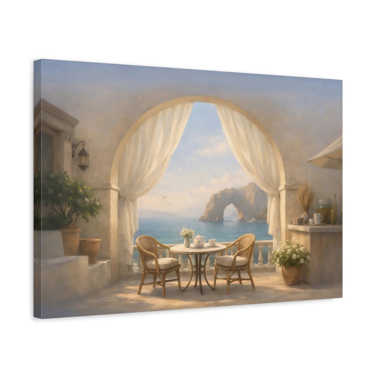 Nature Coastal View Mediterranean Scene - Canvas Wall Art Print - YesArtYes