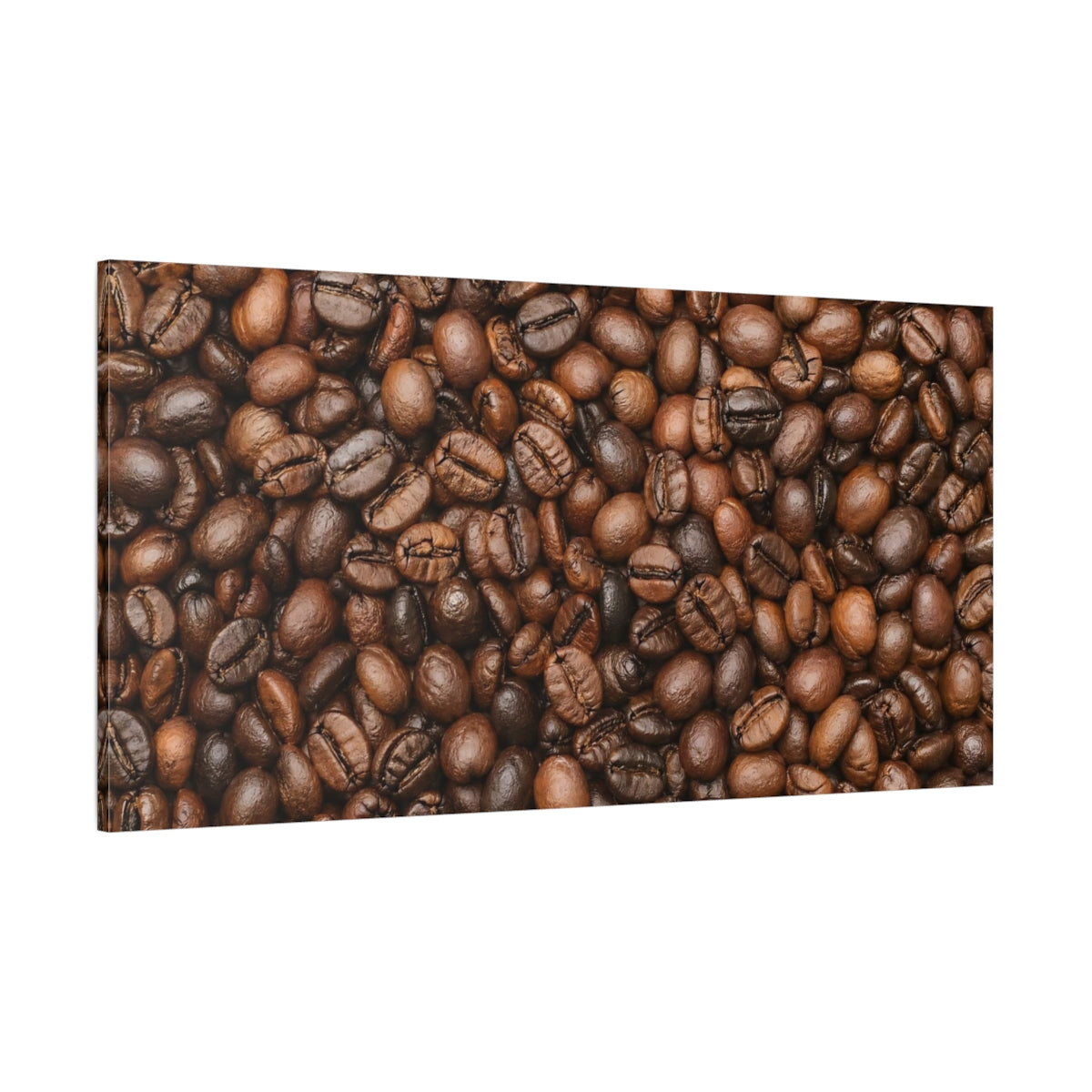 Side Mockup 2. Nature Coffee Beans Brown Coffee shown as stretched canvas wall art