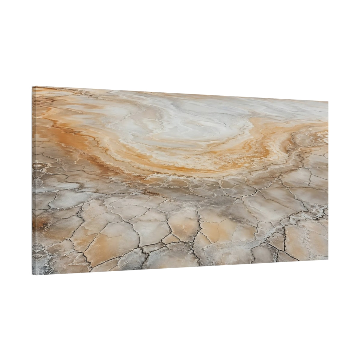 Side Mockup 2. Nature Cracked Earth Earthy Tones shown as stretched canvas wall art