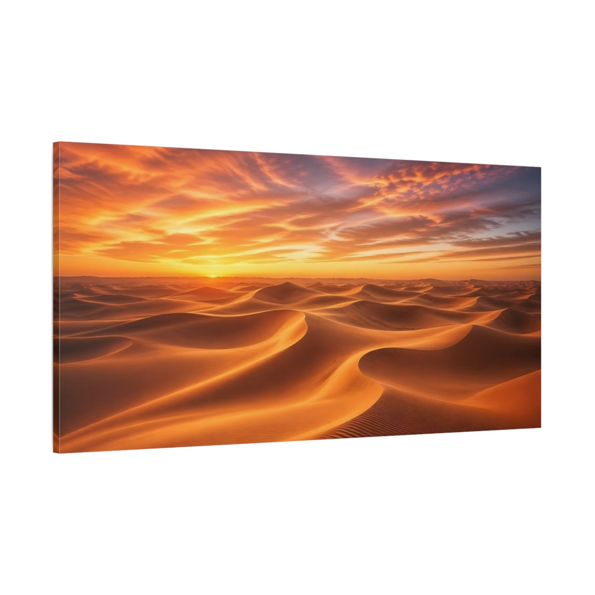 Side Mockup 2. Nature Desert Dunes Desert Sunset shown as stretched canvas wall art