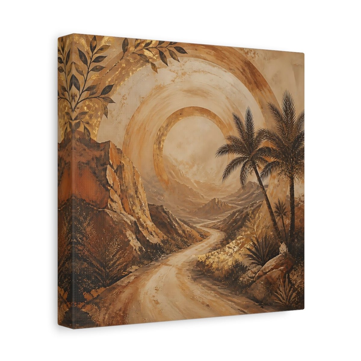 Nature Desert Landscape Brown And Gold Canvas Print – Textured Decor for Living Room, Above Sofa - YesArtYes