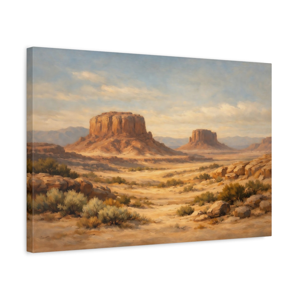 Side Mockup 3. Nature Desert Landscape Southwest Desert shown as stretched canvas wall art