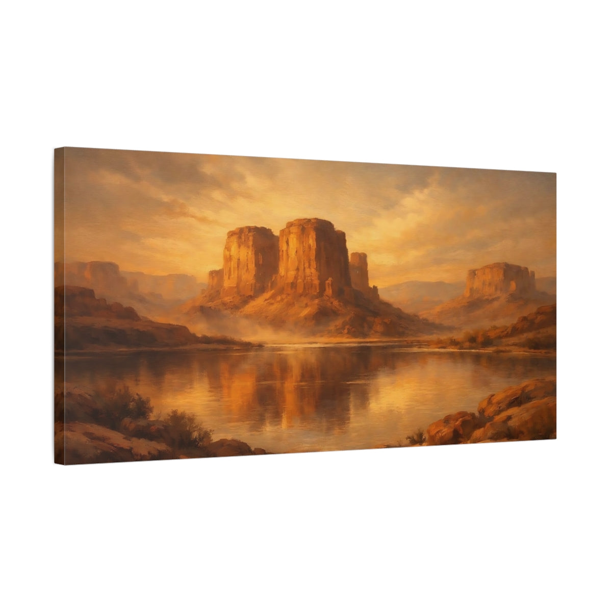 Side Mockup 2. Nature Desert Landscape Warm Desert Landscape shown as stretched canvas wall art
