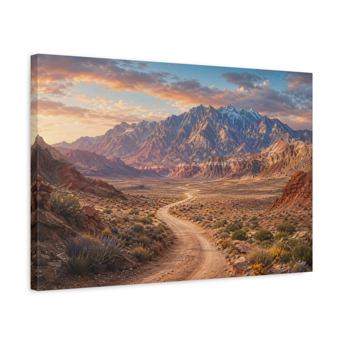 Side Mockup 3. Nature Desert Mountains Desert Mountain shown as stretched canvas wall art
