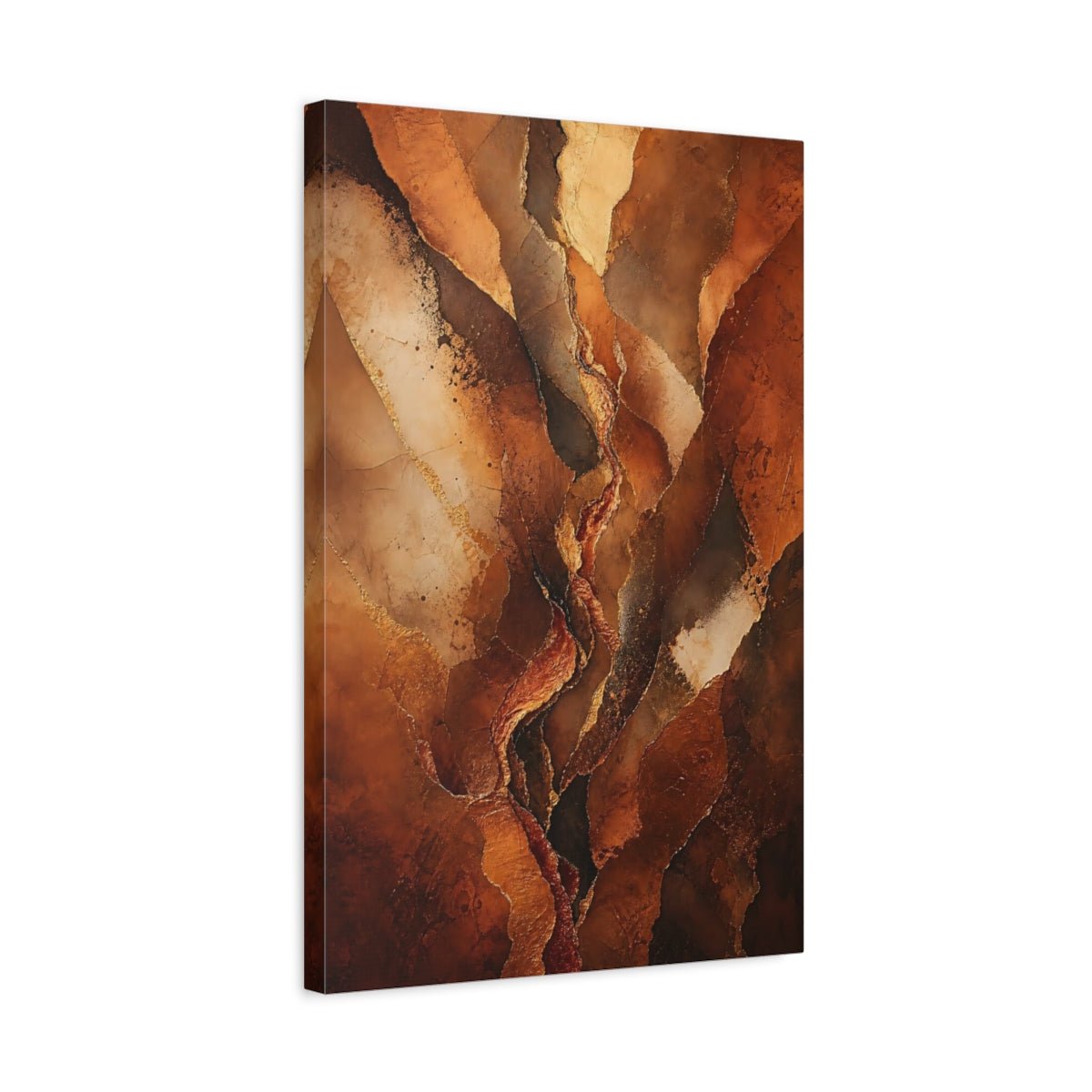 Nature Earthy Texture Brown And Gold Canvas Print – Abstract Living Room, Above Couch - YesArtYes