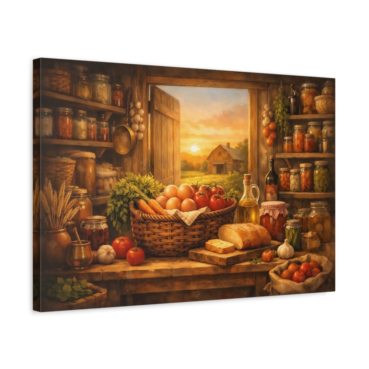 Nature Farmhouse Pantry Rustic Harvest - Canvas Wall Art Print - YesArtYes