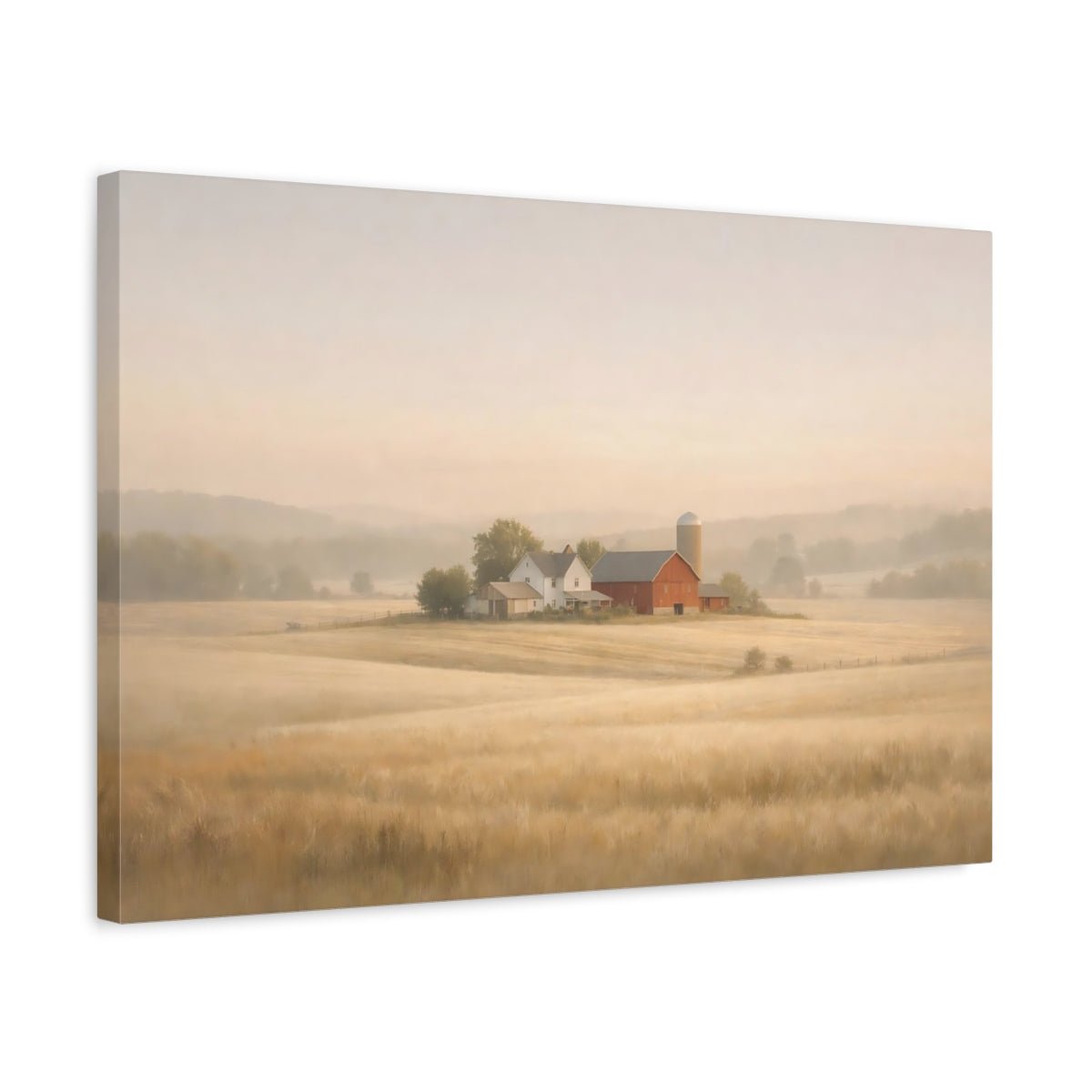 Nature Farmland Misty Farm Landscape - Canvas Wall Art Print - YesArtYes