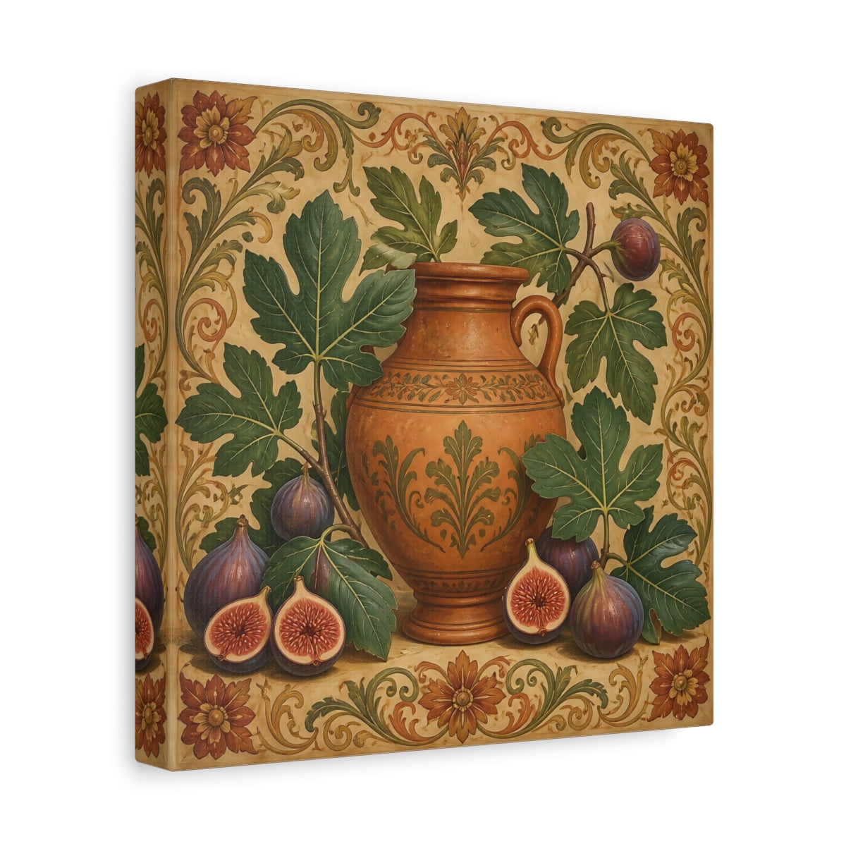 Side Mockup 9. Nature Figs Vintage Fig Still Life shown as stretched canvas wall art