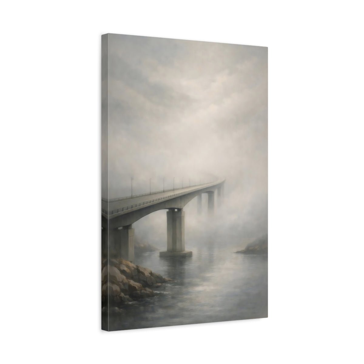 Nature Foggy Bridge Misty - Canvas Wall Art Print - YesArtYes
