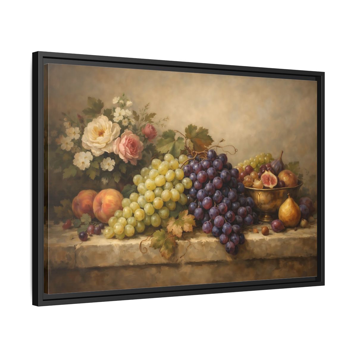 Side Mockup 14. Nature Fruit Still-Life Vintage Fruit Still-Life shown as stretched canvas wall art
