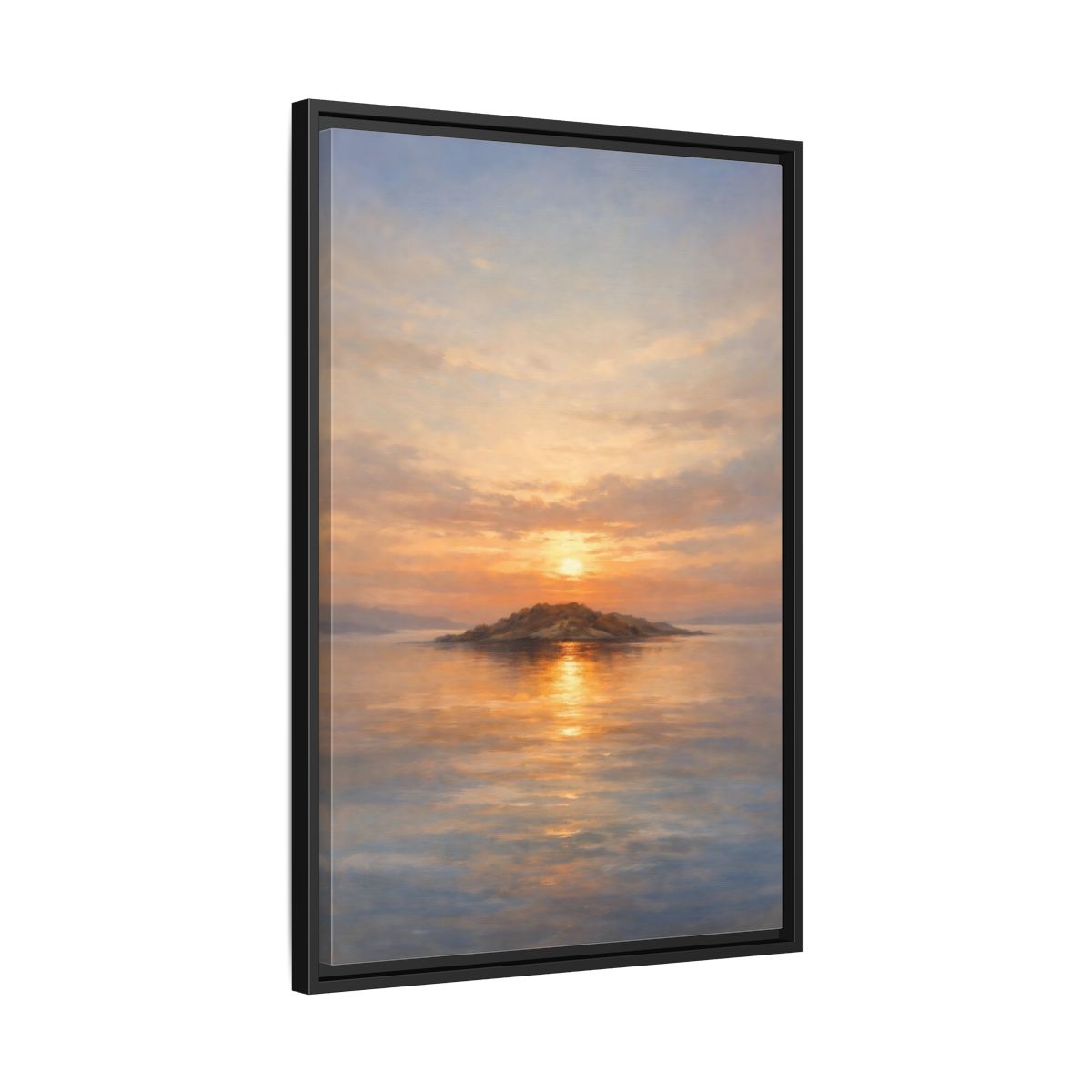 Side Mockup 14. Nature Island Sunset Golden Sunset shown as stretched canvas wall art
