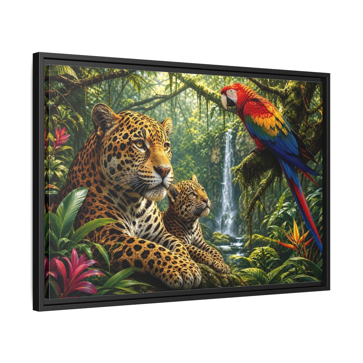 Side Mockup 14. Nature Jaguars Jungle Animals shown as stretched canvas wall art