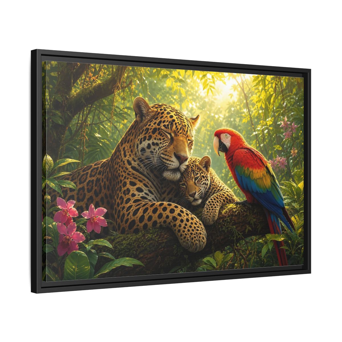 Side Mockup 14. Nature Jaguars Jungle Animals shown as stretched canvas wall art