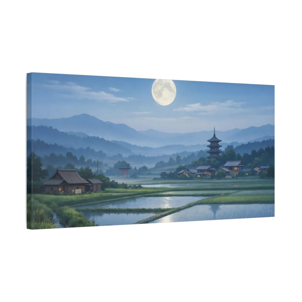 Nature Japanese Landscape Moonlit - Canvas Wall Art Print - YesArtYes