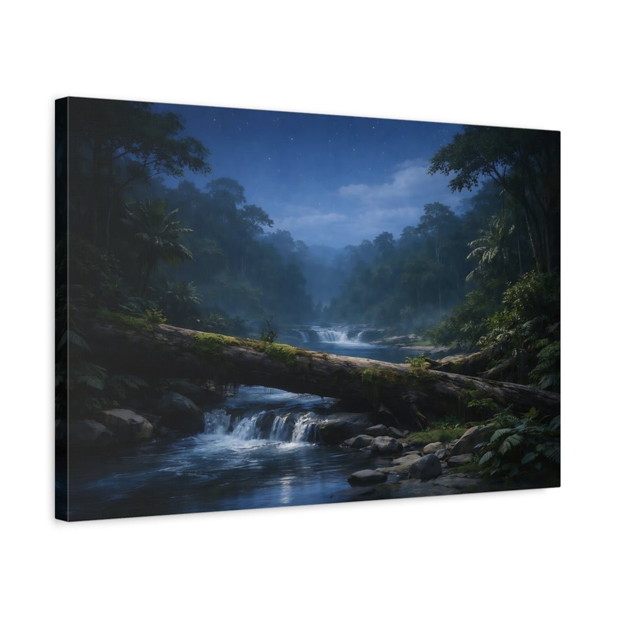 Nature Jungle River Night - Canvas Wall Art Print - YesArtYes