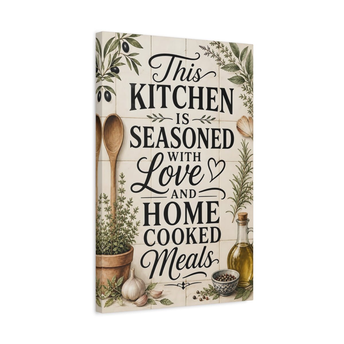 Nature Kitchen Quote Farmhouse Decor Canvas Print – Dining Area Wall, Warm Neutrals - YesArtYes