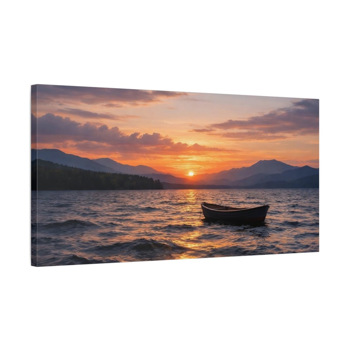 Nature Lake Sunset Orange Blue - Canvas Wall Art Print - YesArtYes