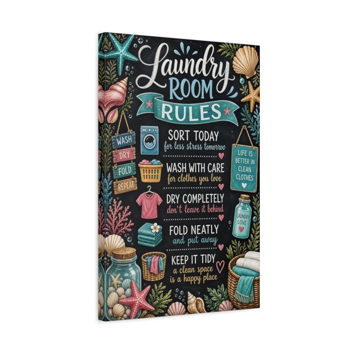 Nature Laundry Rules Chalkboard Canvas Wall Art Print – Room, Statement - YesArtYes
