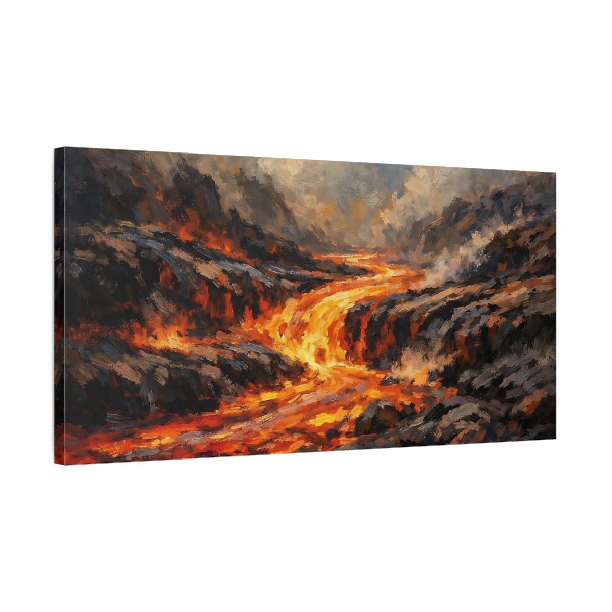 Nature Lava Flow Orange And Grey - Canvas Wall Art Print - YesArtYes
