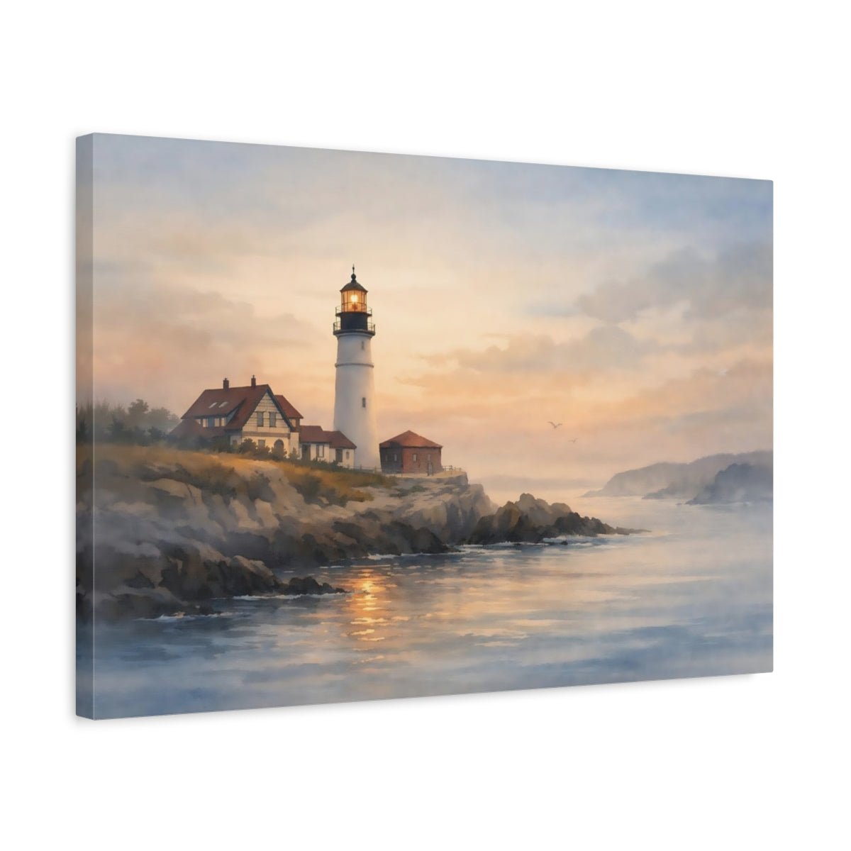 Nature Lighthouse Coastal Sunset - Canvas Wall Art Print - YesArtYes