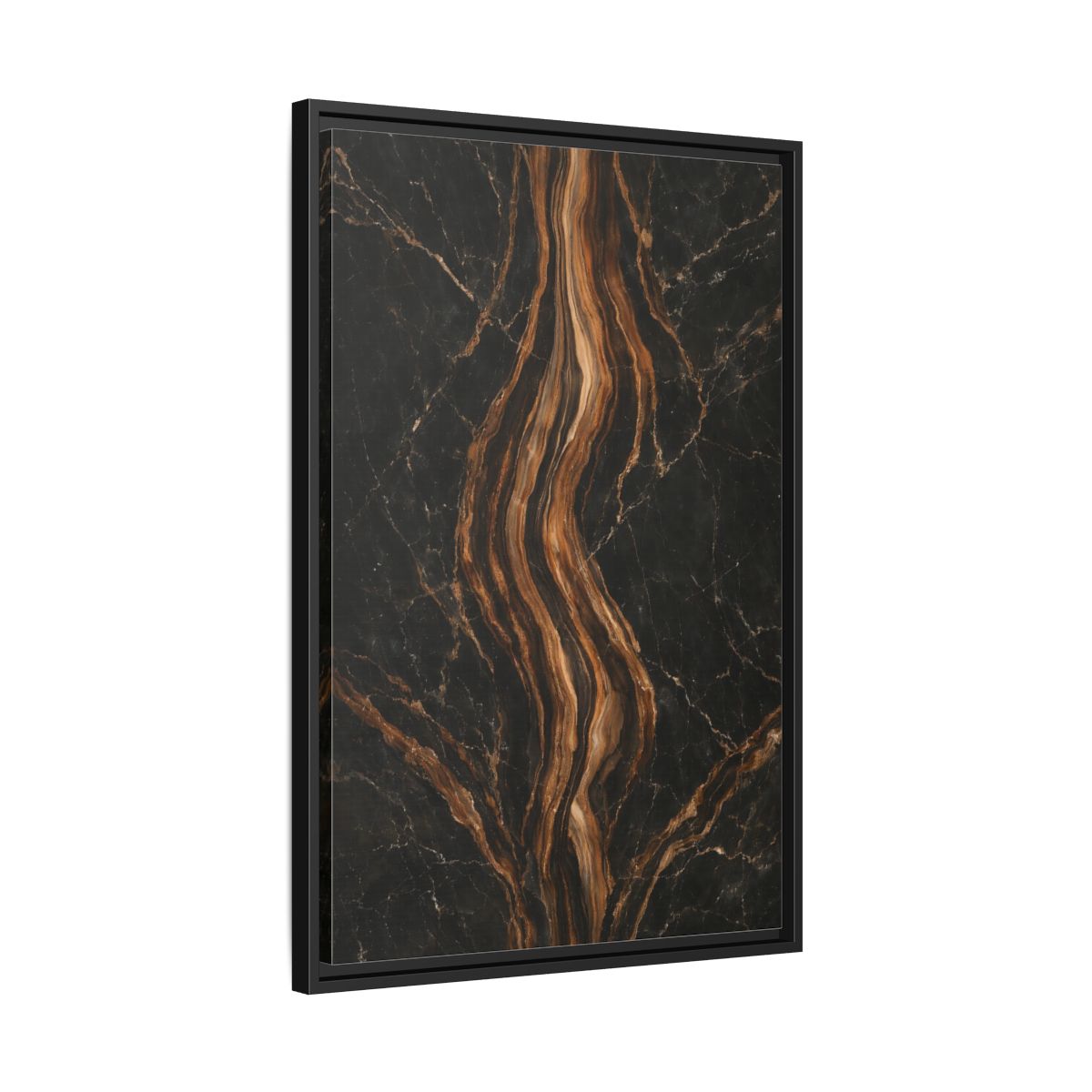 Side Mockup 14. Nature Marble Texture Black Gold Marble shown as stretched canvas wall art