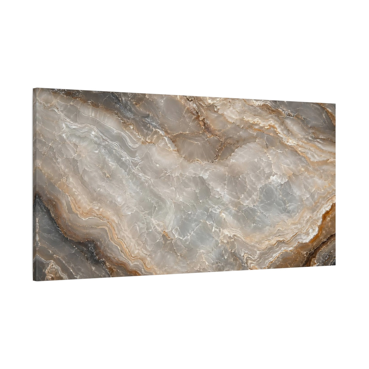 Side Mockup 2. Nature Marble Texture Grey And Brown Marble shown as stretched canvas wall art