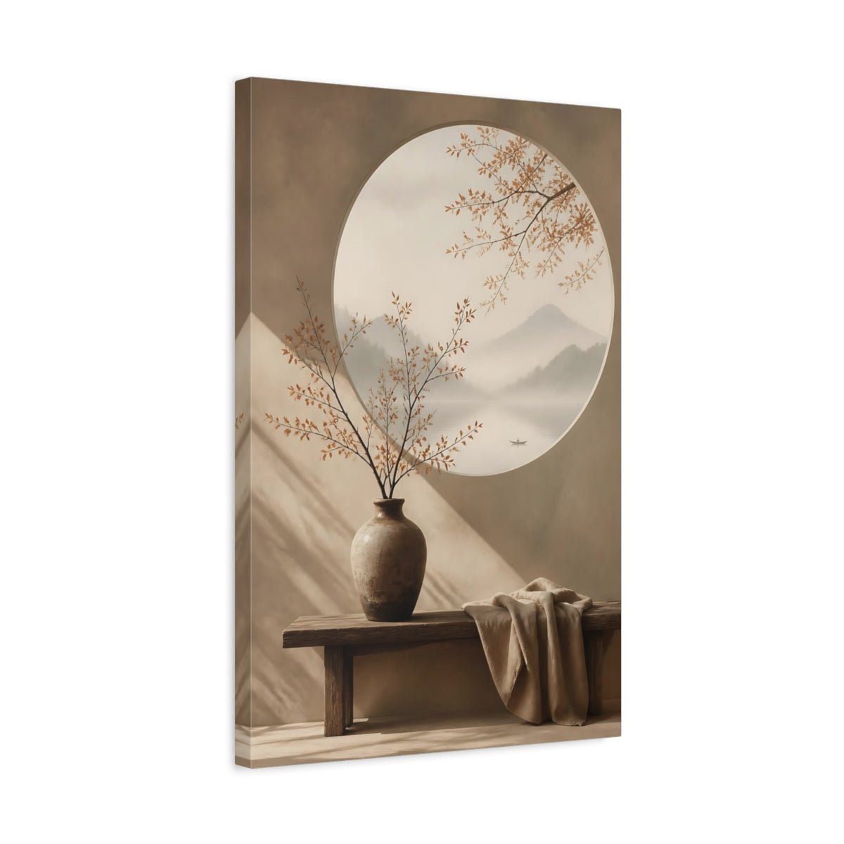 Nature Misty Landscape Brown And Beige Canvas Wall Art Print – Living Room Decor, Above Console Table - YesArtYes