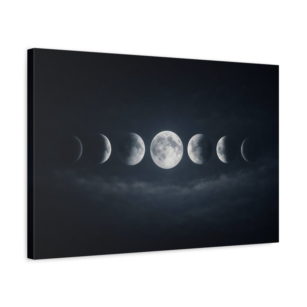 Nature Moon Phases Dark Blue - Canvas Wall Art Print - YesArtYes