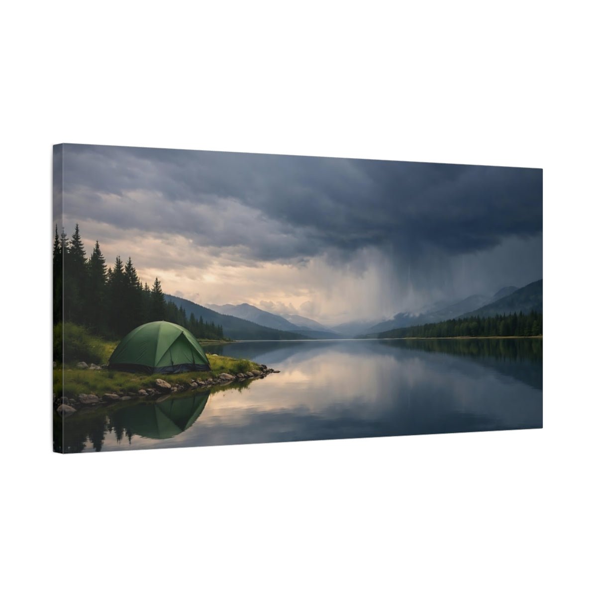 Nature Mountain Lake Stormy - Canvas Wall Art Print - YesArtYes