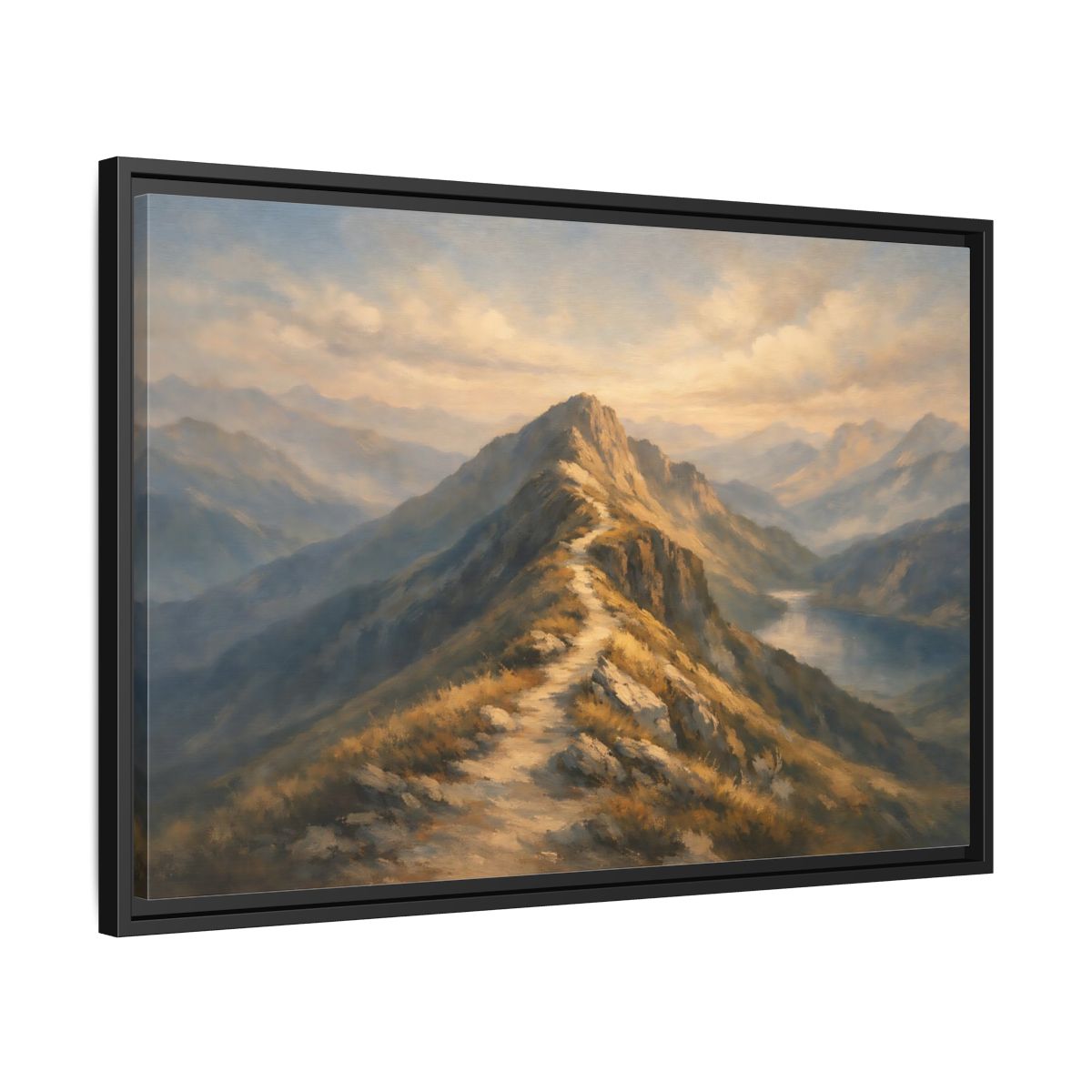 Side Mockup 14. Nature Mountain Path Golden Mountain shown as stretched canvas wall art