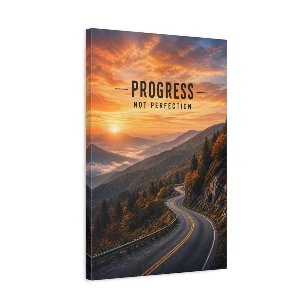 Nature Mountain Road Orange Sky Canvas Print – Office, Feature Wall - YesArtYes