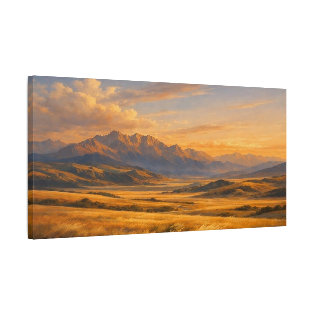 Nature Mountain Valley Golden Landscape - Canvas Wall Art Print - YesArtYes