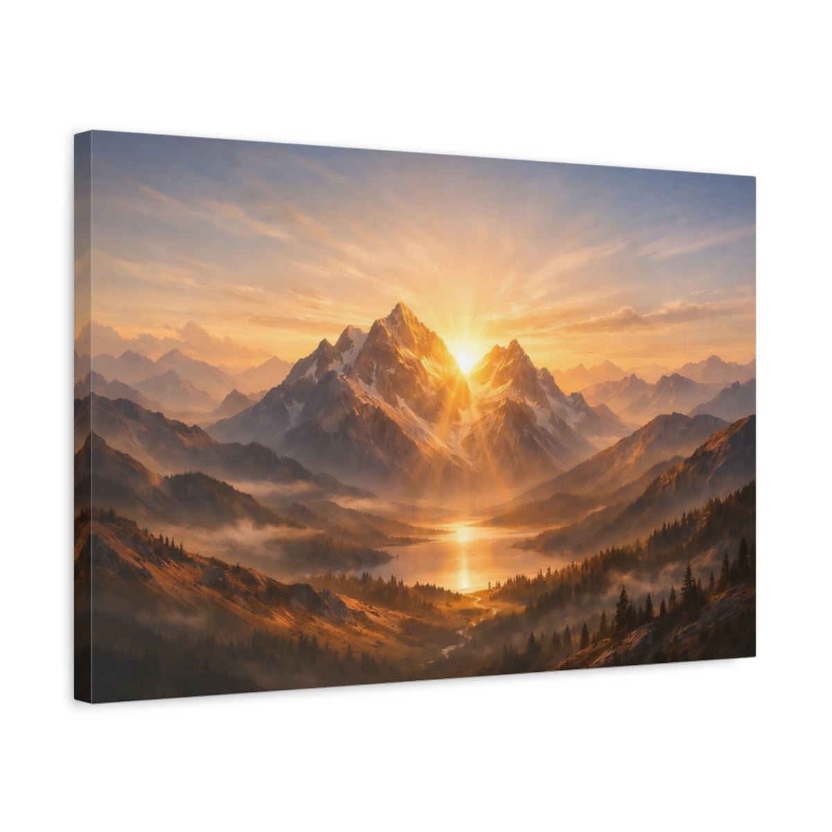 Nature Mountains Golden Landscape - Canvas Wall Art Print - YesArtYes