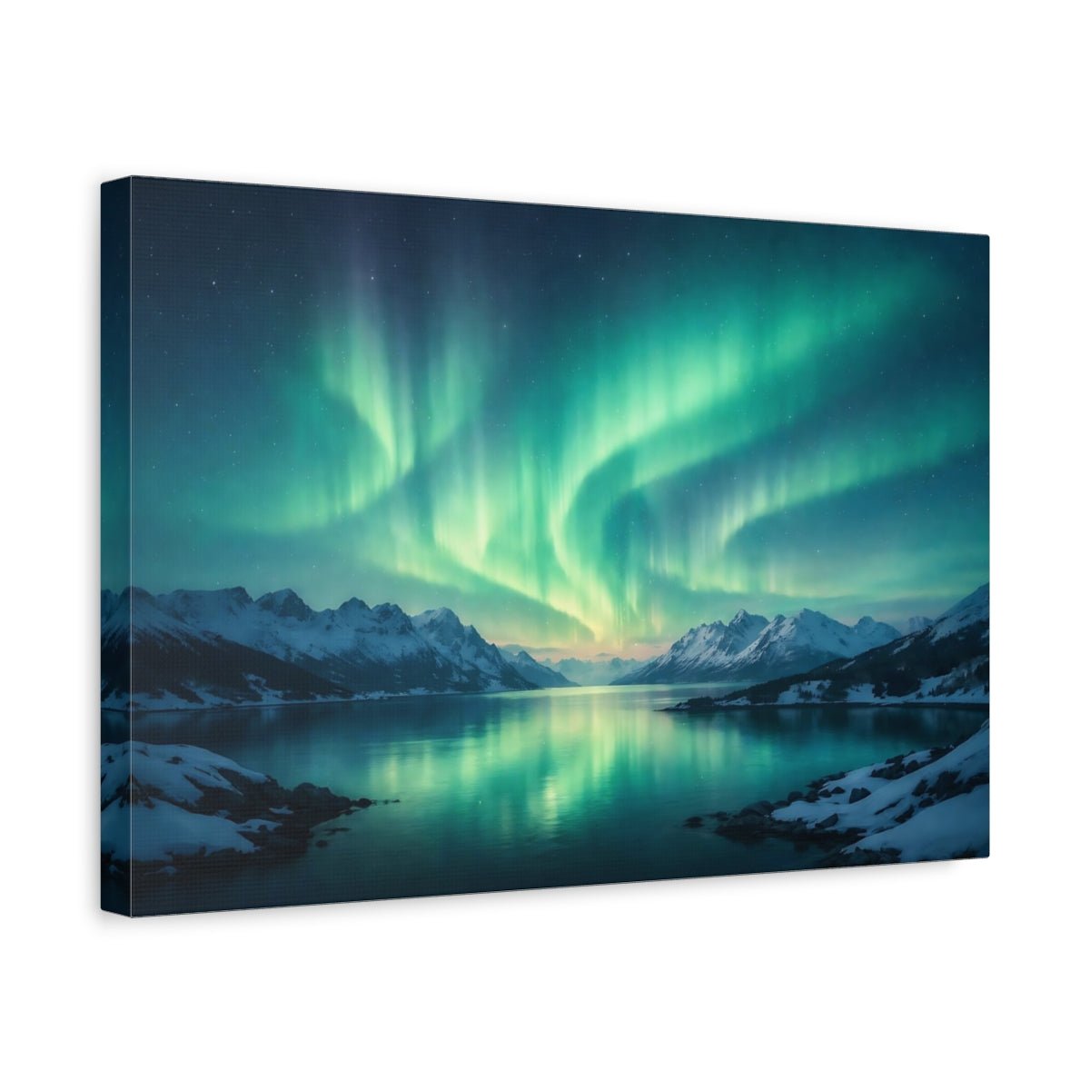Nature Northern Lights Green Aurora Landscape - Canvas Wall Art Print - YesArtYes